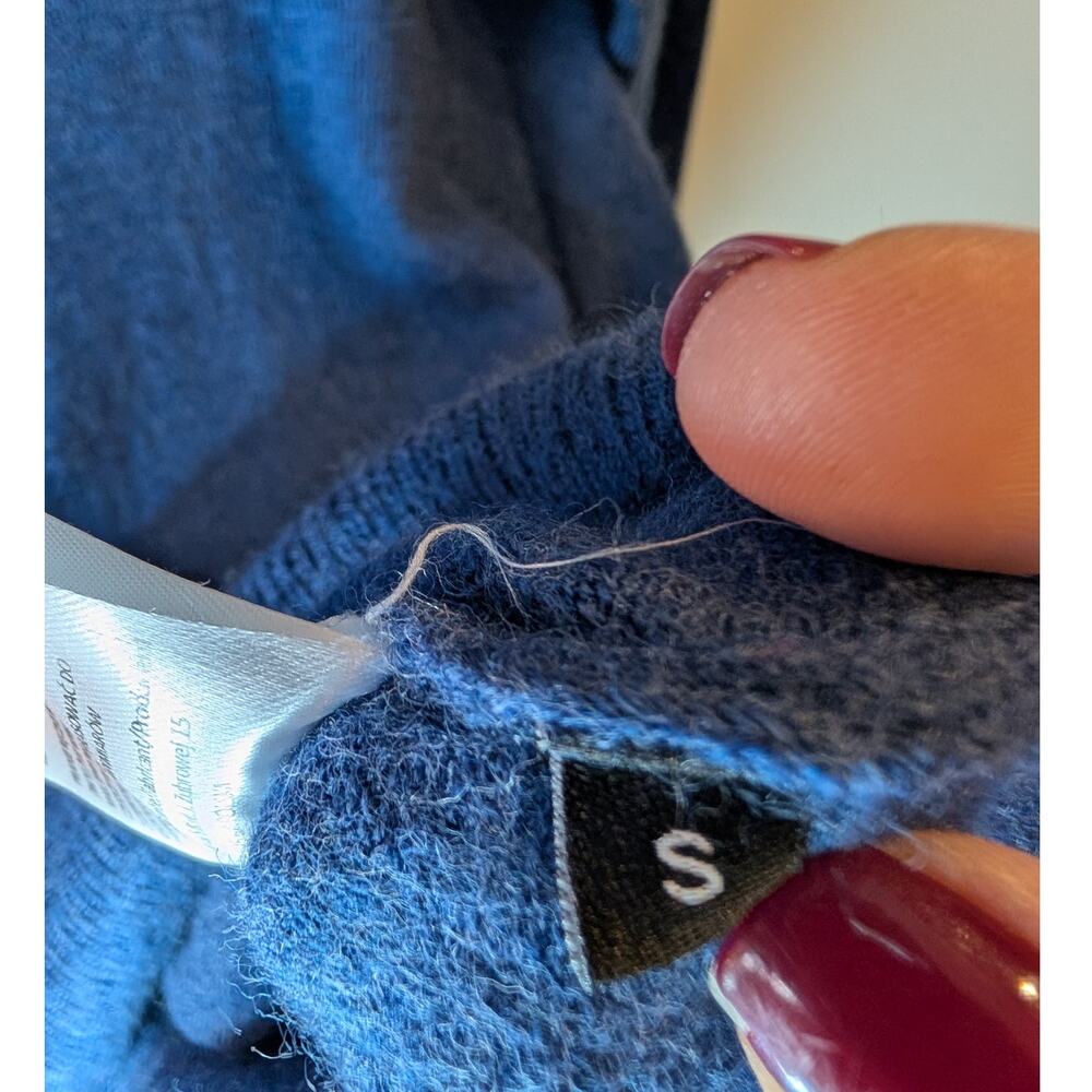 Knittons 100% Merino Wool Blue Crewneck Sweater Soft Luxury Polish Small - Picture 4 of 5